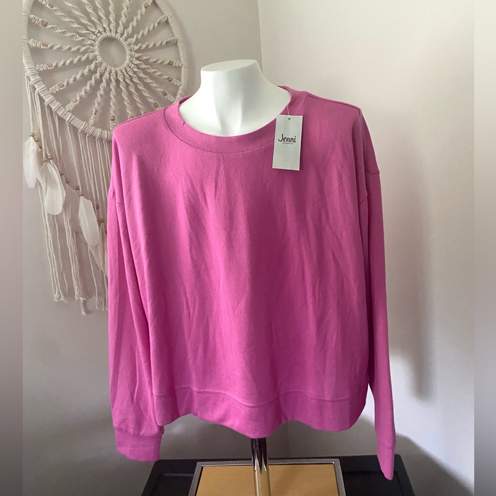 Jenni Women’s Vibrant Pink Crewneck Pajama Top Size Small